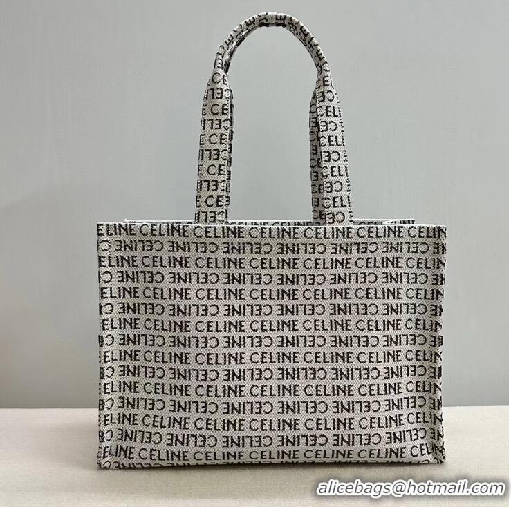 Best Quality Celine Large Cabas Thais Tote Bag in Textile And Calfskin C196762 2024