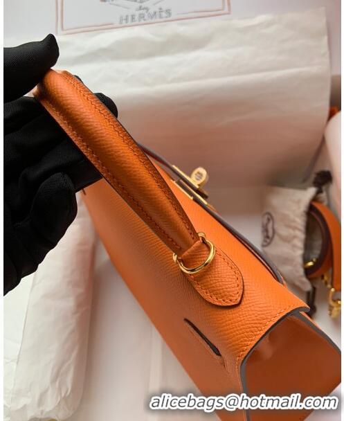 Promotional Hermes Kelly 25/28cm Bag in Original Epsom Leather K2528 Orange/Gold 2024 (Half Handmade)