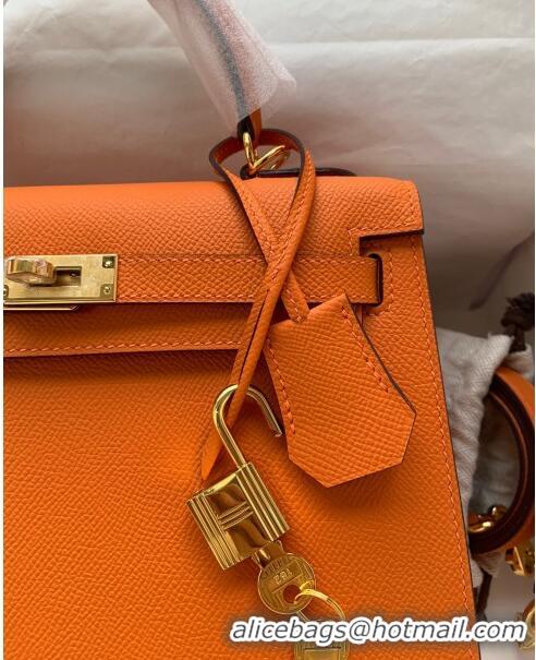 Promotional Hermes Kelly 25/28cm Bag in Original Epsom Leather K2528 Orange/Gold 2024 (Half Handmade)