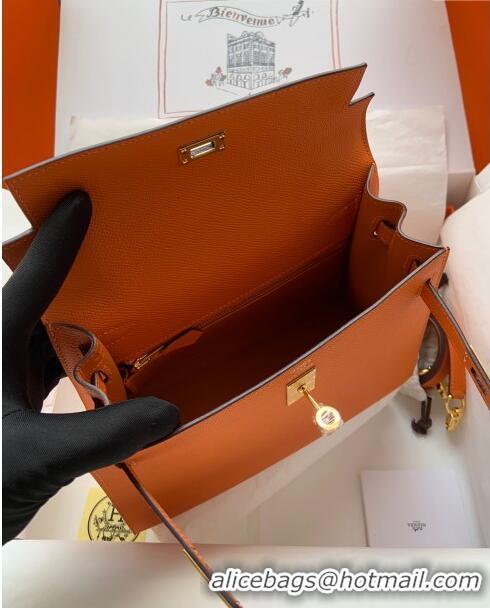 Promotional Hermes Kelly 25/28cm Bag in Original Epsom Leather K2528 Orange/Gold 2024 (Half Handmade)