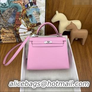 Buy Fashionable Hermes Kelly 25/28cm Bag in Original Epsom Leather K2528 Malva Violet/Silver 2024 (Half Handmade)