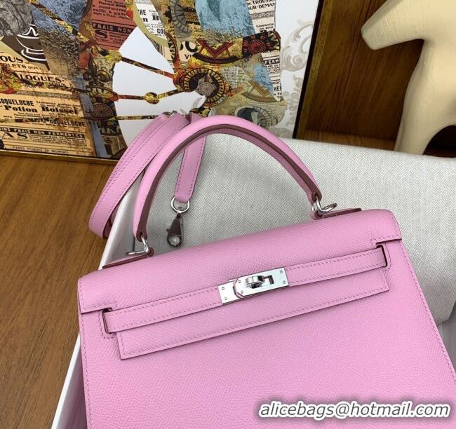 Buy Fashionable Hermes Kelly 25/28cm Bag in Original Epsom Leather K2528 Malva Violet/Silver 2024 (Half Handmade)