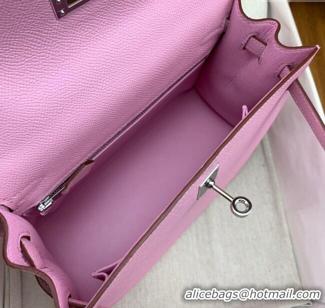 Buy Fashionable Hermes Kelly 25/28cm Bag in Original Epsom Leather K2528 Malva Violet/Silver 2024 (Half Handmade)