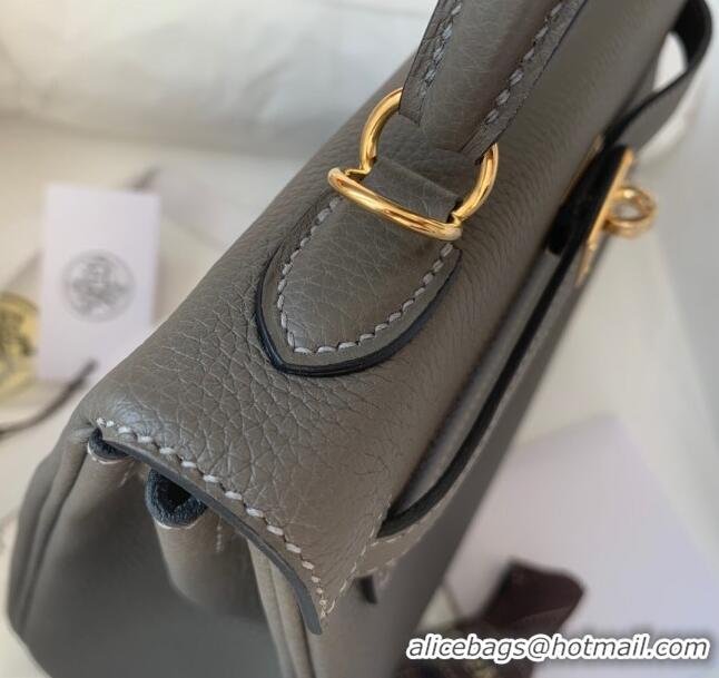 Top Quality Hermes Kelly 25/28cm Bag in Original Togo Leather K2528 Tinware Grey/Gold 2024 (Half Handmade)