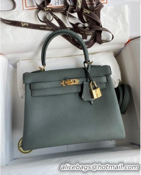 Most Popular Hermes Kelly 25/28cm Bag in Original Togo Leather K2528 Almond/Gold 2024 (Half Handmade)