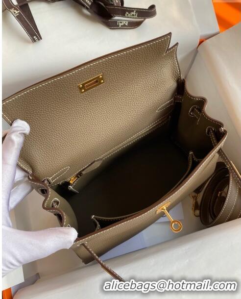 Best Price Hermes Kelly 25/28cm Bag in Original Togo Leather K2528 Etoupe/Gold 2024 (Half Handmade)