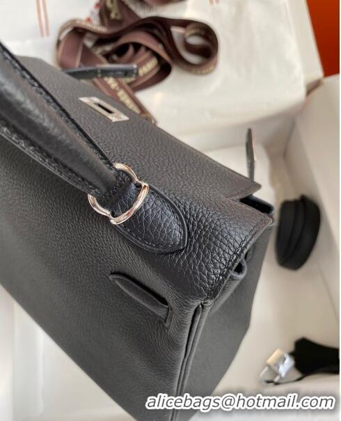 Top Design Hermes Kelly 25/28cm Bag in Original Togo Leather K2528 Black/Silver 2024 (Half Handmade)