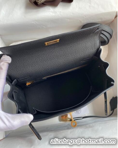 Famous Brand Hermes Kelly 25/28cm Bag in Original Togo Leather K2528 Black/Gold 2024 (Half Handmade)