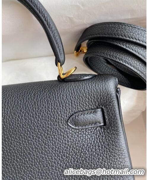 Famous Brand Hermes Kelly 25/28cm Bag in Original Togo Leather K2528 Black/Gold 2024 (Half Handmade)