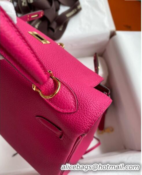 Stylish Grade Hermes Kelly 25/28cm Bag in Original Togo Leather K2528 Rosy/Gold 2024 (Half Handmade)