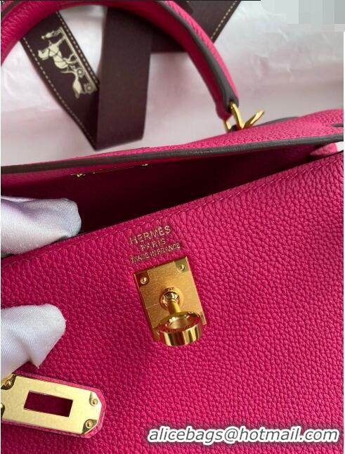 Stylish Grade Hermes Kelly 25/28cm Bag in Original Togo Leather K2528 Rosy/Gold 2024 (Half Handmade)