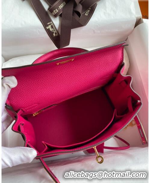 Stylish Grade Hermes Kelly 25/28cm Bag in Original Togo Leather K2528 Rosy/Gold 2024 (Half Handmade)