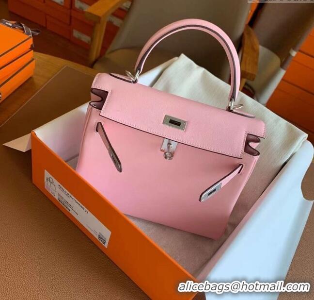 Stylish Grade Hermes Kelly 25/28cm Bag in Original Togo Leather K2528 Rosy/Gold 2024 (Half Handmade)