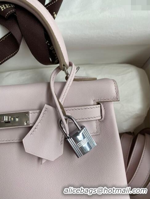 Super Quality Hermes Kelly 25/28 Bag in Original Swift Leather K2528 Fantasy Violet/Silver 2024 (Full Handmade)