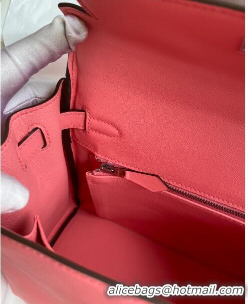 Best Grade Hermes Kelly 25/28 Bag in Original Swift Leather Summer K2528 Pink/Silver 2024 (Full Handmade)