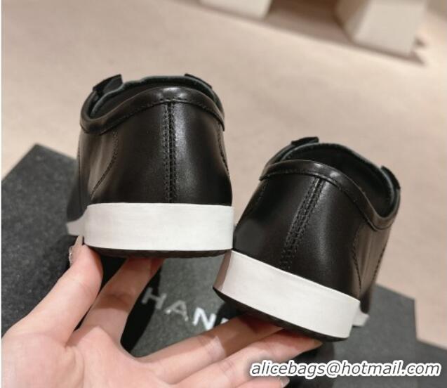 Pretty Style Chanel Calfskin & Suede Sneakers G45714 Black 424150