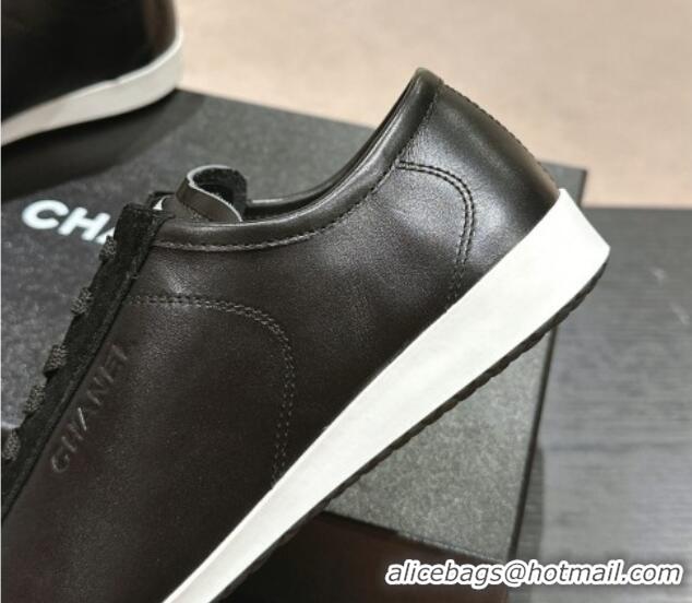 Pretty Style Chanel Calfskin & Suede Sneakers G45714 Black 424150