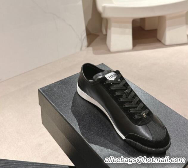 Pretty Style Chanel Calfskin & Suede Sneakers G45714 Black 424150