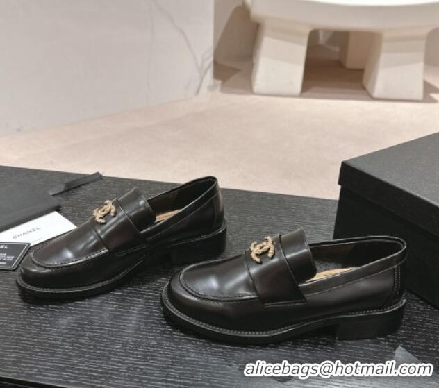 Popular Style Chanel Calfskin Loafers G45663 Black 424156