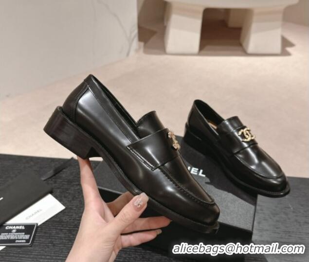 Popular Style Chanel Calfskin Loafers G45663 Black 424156