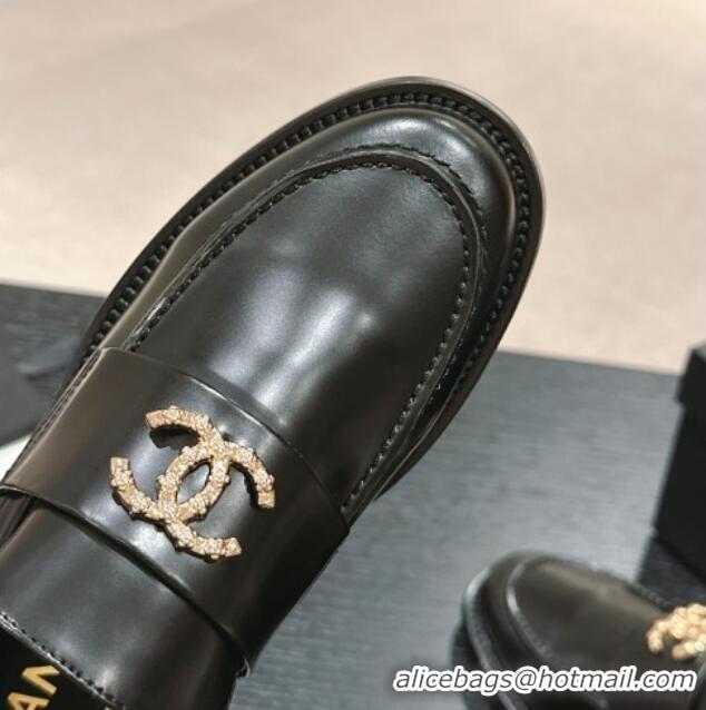 Popular Style Chanel Calfskin Loafers G45663 Black 424156