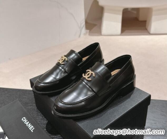 Popular Style Chanel Calfskin Loafers G45663 Black 424156