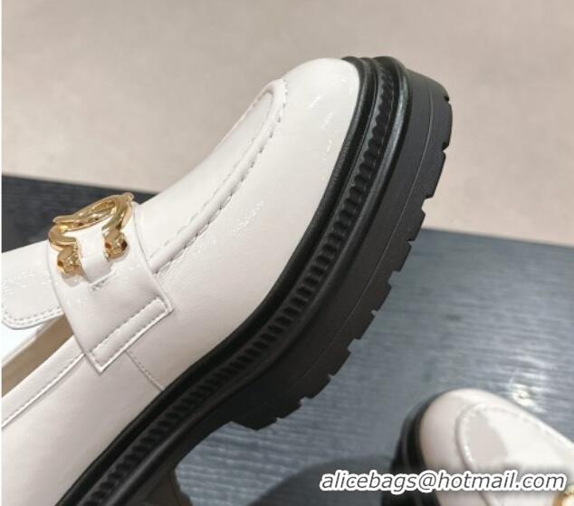 Good Quality Chanel Patent Calfskin Platform Loafers White 424157