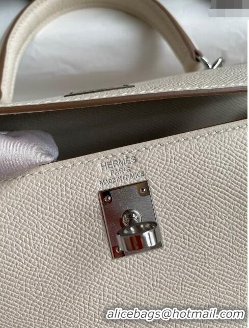 Reasonable Price Hermes Kelly 32cm Bag in Original Epsom Leather K32 Milk Shake White/Silver 2024 (Half Handmade)