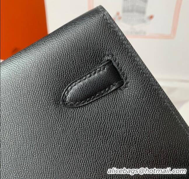 Promotional Hermes Kelly Elan Bag in Madame Leather 2201 Black/Silver 2024(Half Handmade)