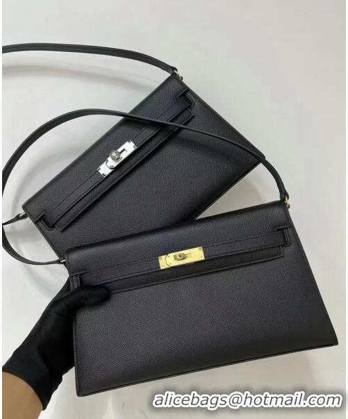 Promotional Hermes Kelly Elan Bag in Madame Leather 2201 Black/Silver 2024(Half Handmade)