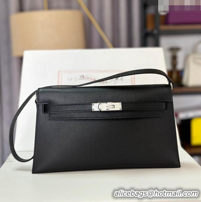 Best Price Hermes Kelly Elan Bag in Madame Leather 2201 Black/Silver 2024(Half Handmade)