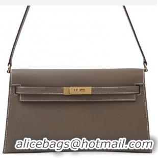 Well Crafted Hermes Kelly Elan Bag in Madame Leather 2201 Etoupe/Silver 2024 (Half Handmade)