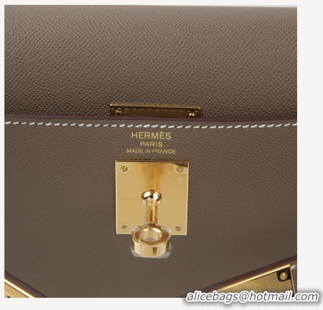 Well Crafted Hermes Kelly Elan Bag in Madame Leather 2201 Etoupe/Silver 2024 (Half Handmade)