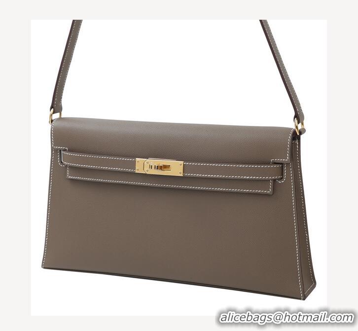 Well Crafted Hermes Kelly Elan Bag in Madame Leather 2201 Etoupe/Silver 2024 (Half Handmade)