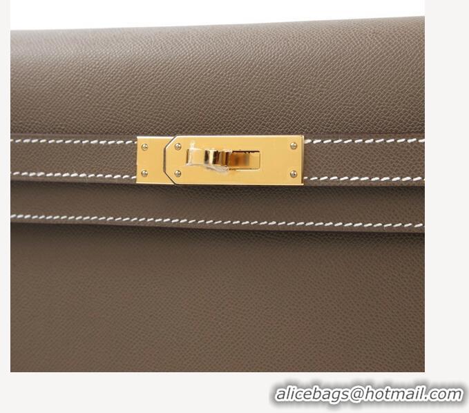 Well Crafted Hermes Kelly Elan Bag in Madame Leather 2201 Etoupe/Silver 2024 (Half Handmade)