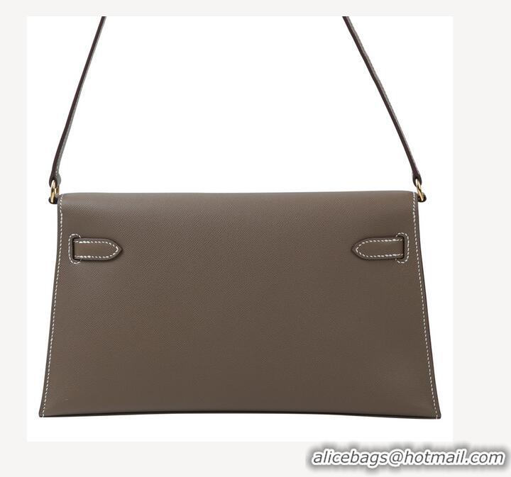 Well Crafted Hermes Kelly Elan Bag in Madame Leather 2201 Etoupe/Silver 2024 (Half Handmade)