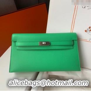 Most Popular Hermes Kelly Elan Bag in Madame Leather 2201 Green/Silver 2024(Half Handmade)