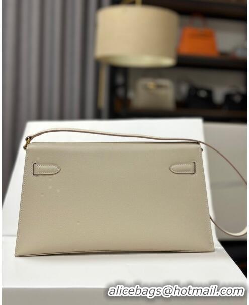 Discount Hermes Kelly Elan Bag in Madame Leather 2201 Milkshake White/Gold 2024(Half Handmade)