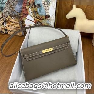 Promotional Hermes Kelly Elan Bag in Chèvre Leather 2202 Etoupe/Gold 2024 (Half Handmade)