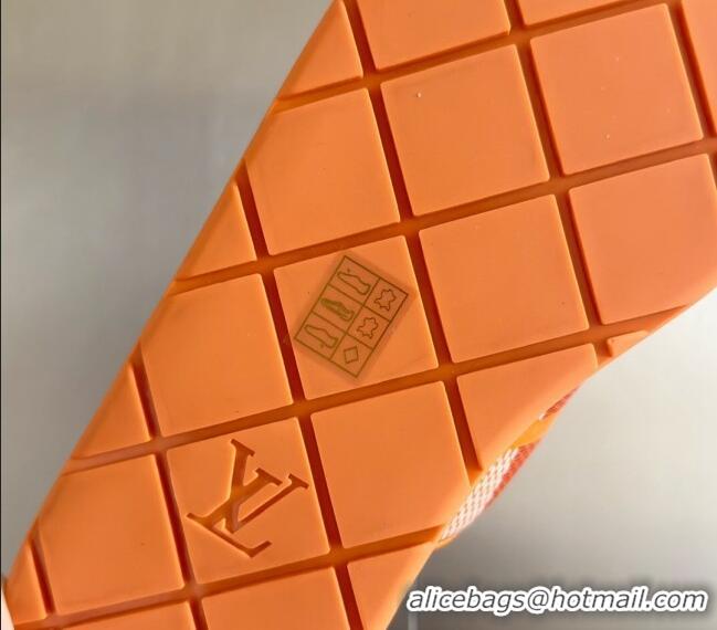 Luxury Cheap Louis Vuitton Men's LV Venice Flat Slide Sandals in Damier Leather L6094 Orange 2024