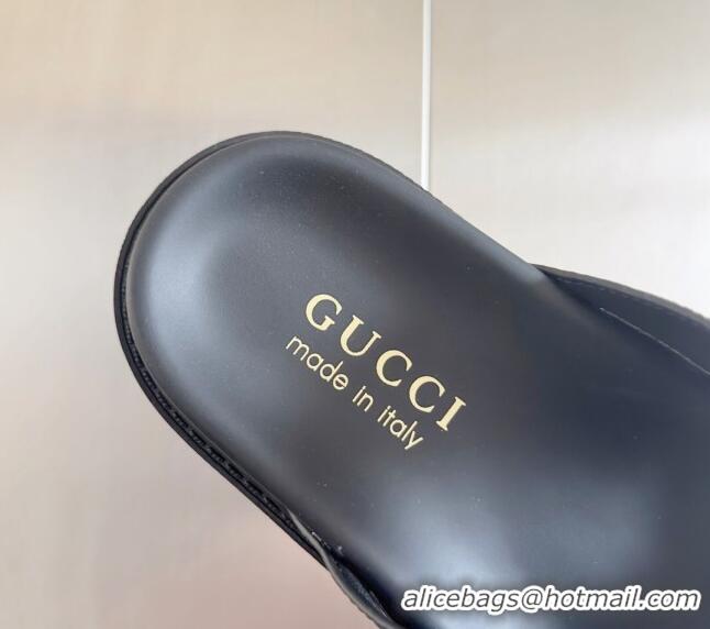 ​Luxury Discount Gucci Men's GG Canvas Flat Slide Sandals 042702 Black 2024