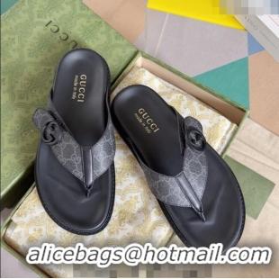 ​Good Product Gucci Men's GG Canvas Flat Thong Slide Sandals 0427 Black 2024