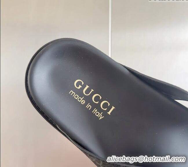 ​Good Product Gucci Men's GG Canvas Flat Thong Slide Sandals 0427 Black 2024