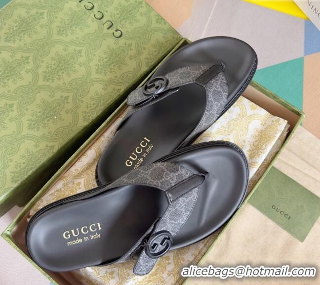 ​Good Product Gucci Men's GG Canvas Flat Thong Slide Sandals 0427 Black 2024