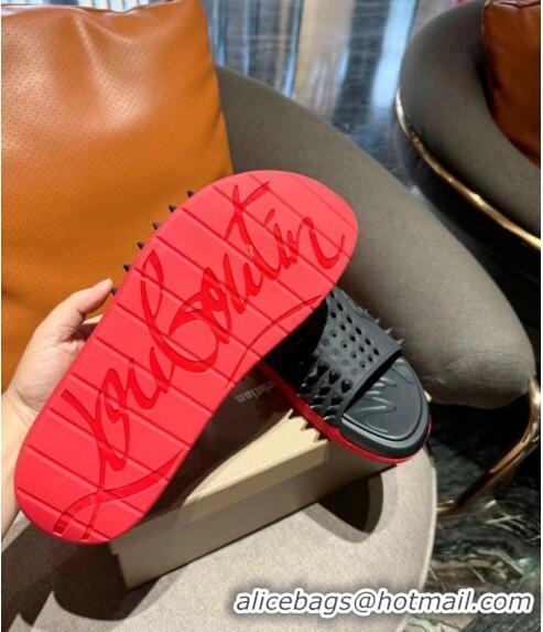 ​Best Quality Christian Louboutin Men's Take It Easy Rubber Slide Sandals CL6037 Black 2024