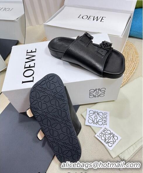 ​Best Design Loewe Ease Slide Sandals in Lambskin L0506 Black 2024