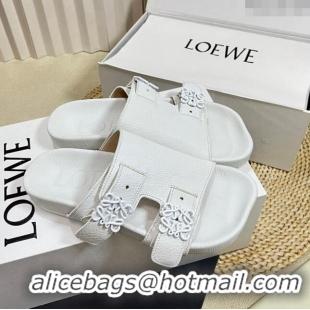 Shop Grade Loewe Ease Slide Sandals in Lambskin L0506 White 2024