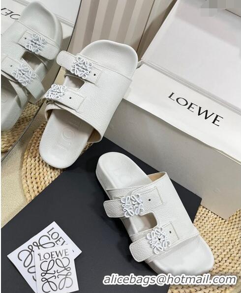 Shop Grade Loewe Ease Slide Sandals in Lambskin L0506 White 2024