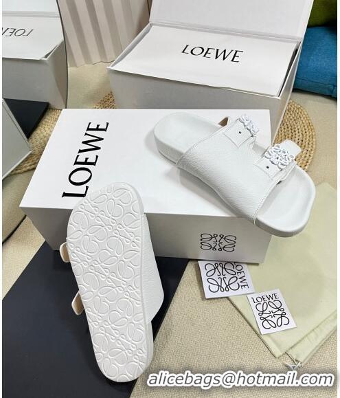 Shop Grade Loewe Ease Slide Sandals in Lambskin L0506 White 2024