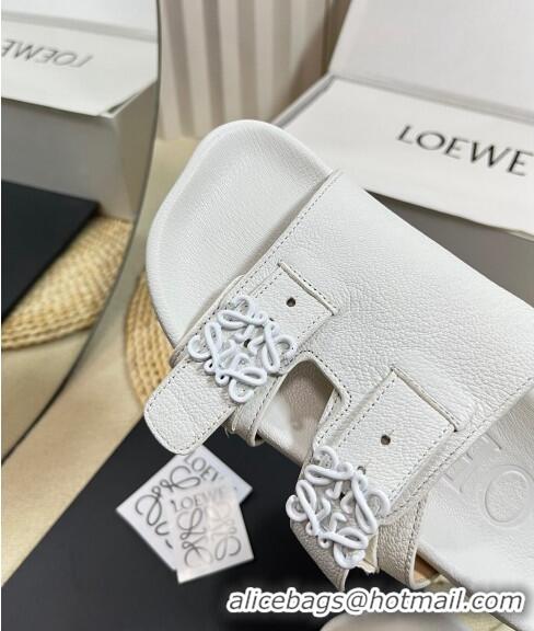 Shop Grade Loewe Ease Slide Sandals in Lambskin L0506 White 2024